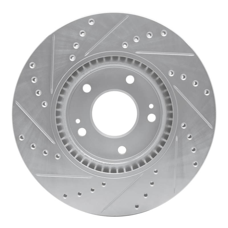 Kia Sportage Brake Rotor (1) - Front Right - R1 Concepts - Drilled & Slotted - Silver - `12-`16